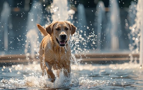 Dog splashing in water.