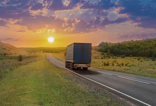 truck on a highway.